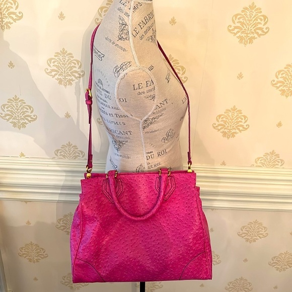 Marc by Marc Jacobs Bag pink leather ostrich embossed with strap crossbody - Picture 2 of 8